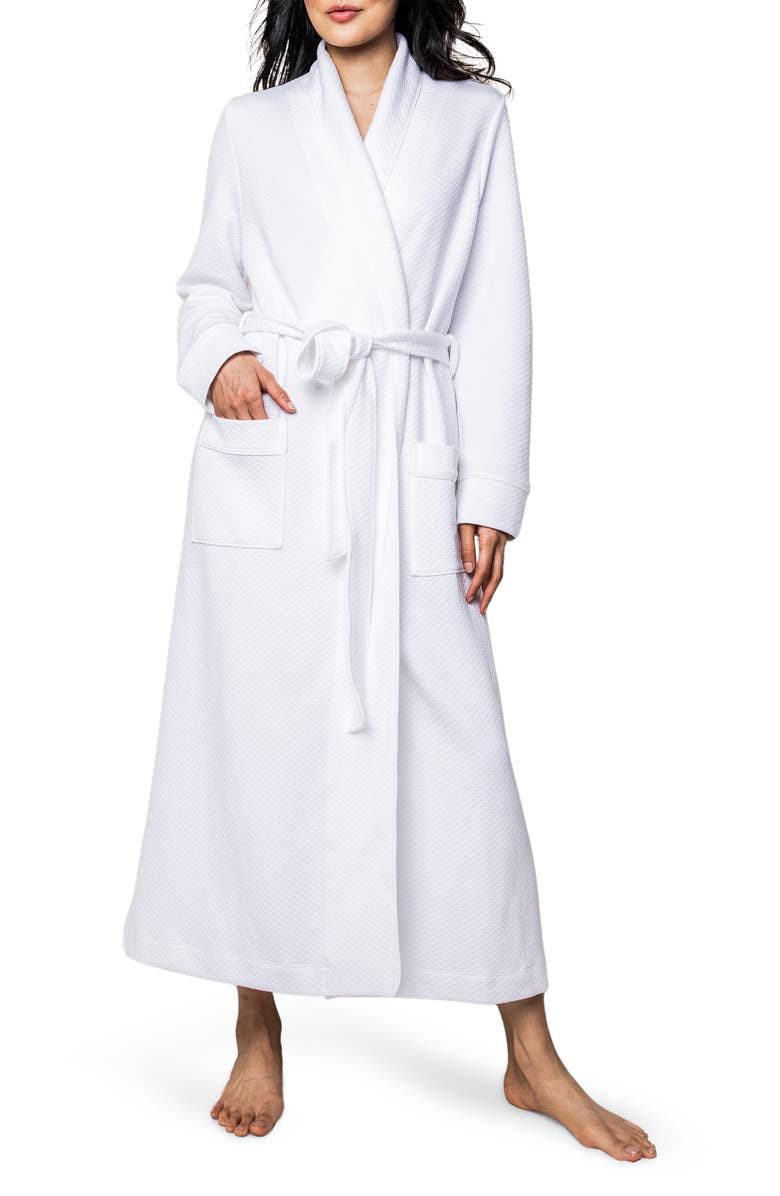 Petite Plume Ophelia Textured Matelassé Robe, Main, color, White