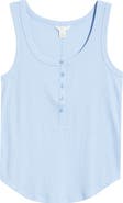 Caslon® Cotton Blend Rib Henley Tank