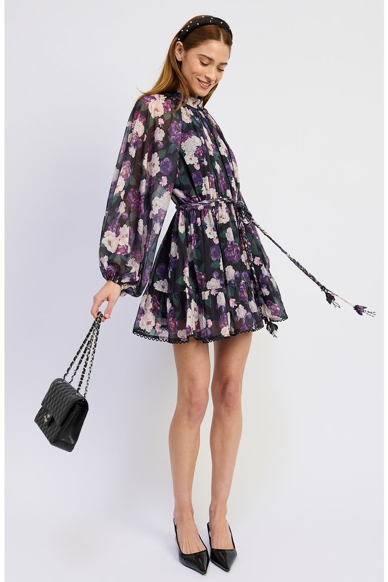 long sleeve chiffon mini dress Sava Open Back in Black Floral This is a normal occurrence Women's Hold On To This