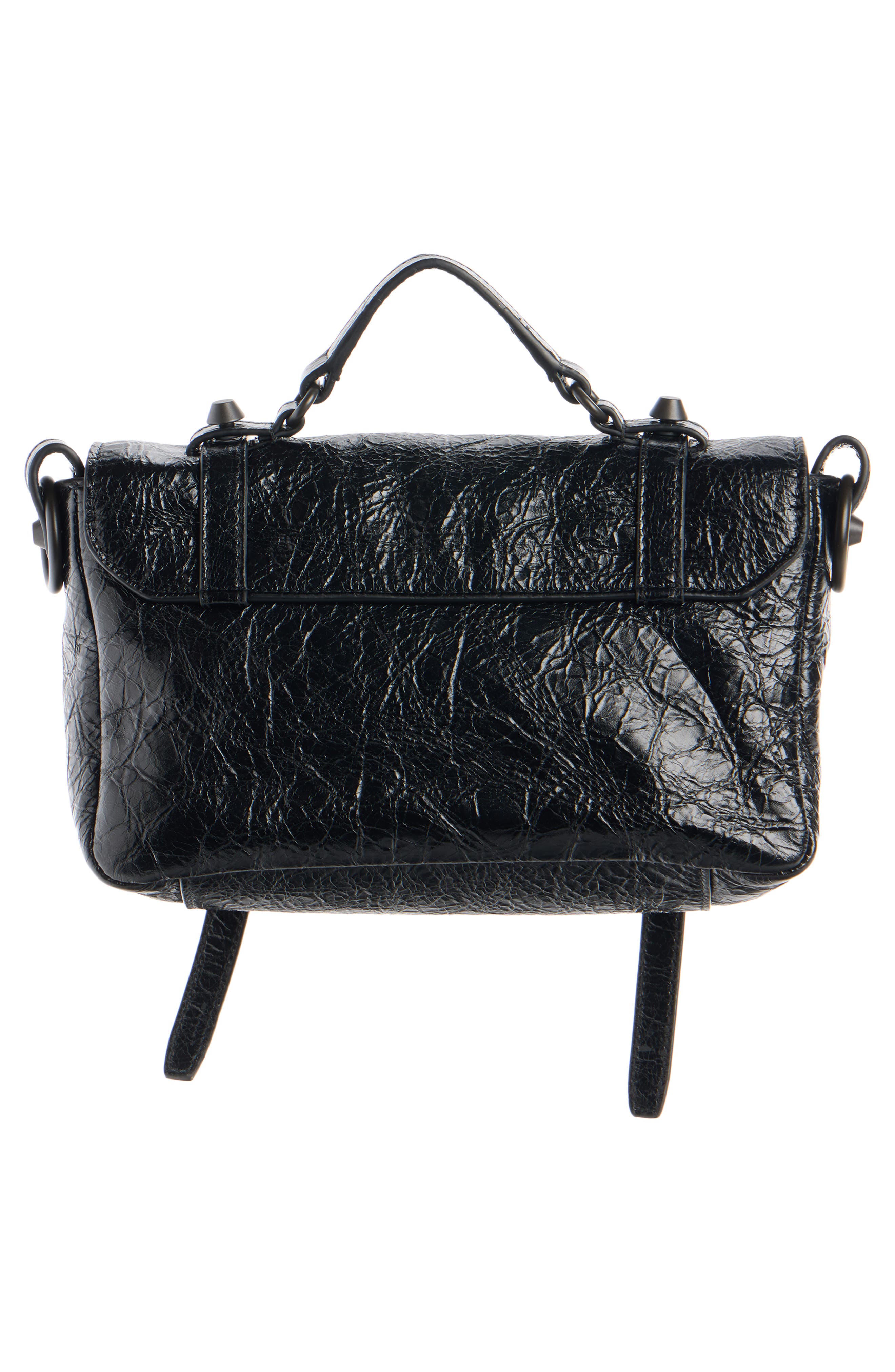 Balenciaga Nano Le City Flap Crinkle Leather Crossbody Bag, Alternate, color, Black