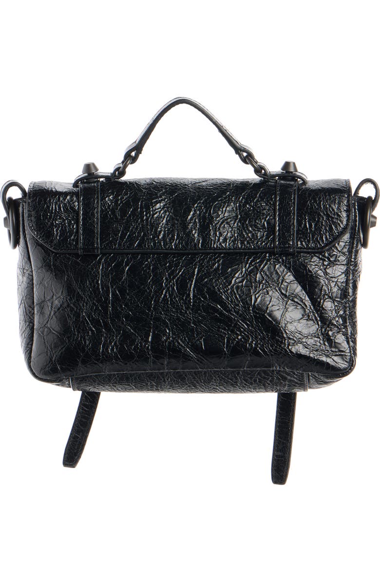Balenciaga Nano Le City Flap Crinkle Leather Crossbody Bag, Alternate, color, Black