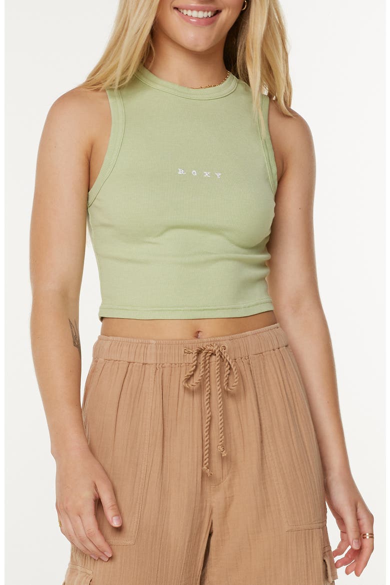Roxify Crop Rib Tank Top, Main, color, TARRAGON ROXIFY