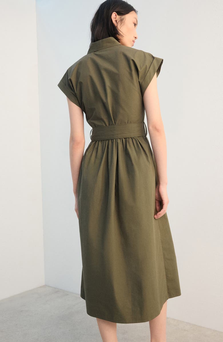 MANGO Tie Belt Shirtdress, Alternate, color, Khaki Green