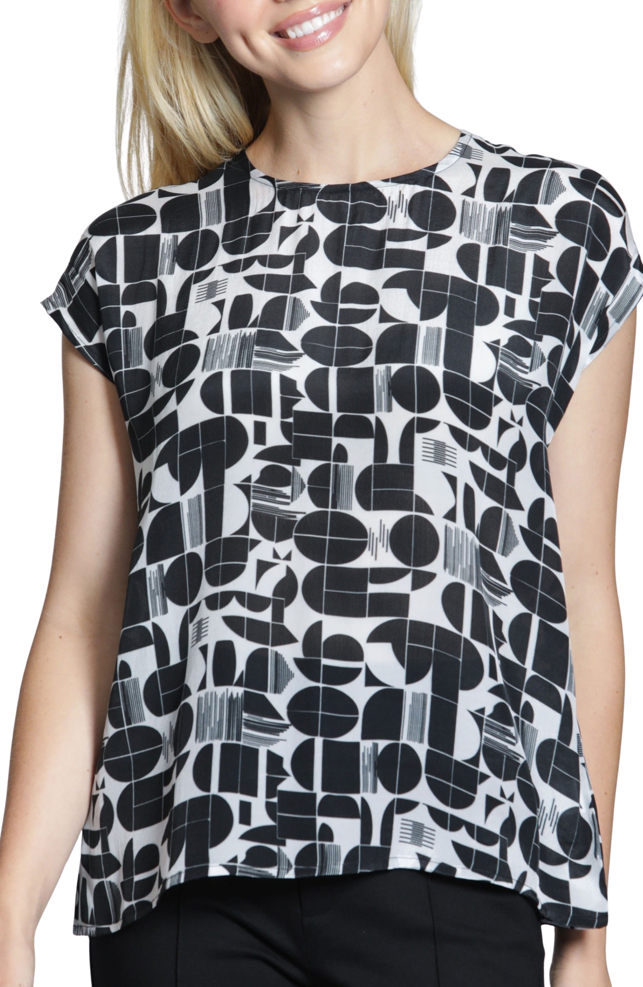 Print Cap Sleeve Shell