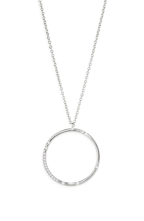Cluster CZ Circle Pendant Necklace