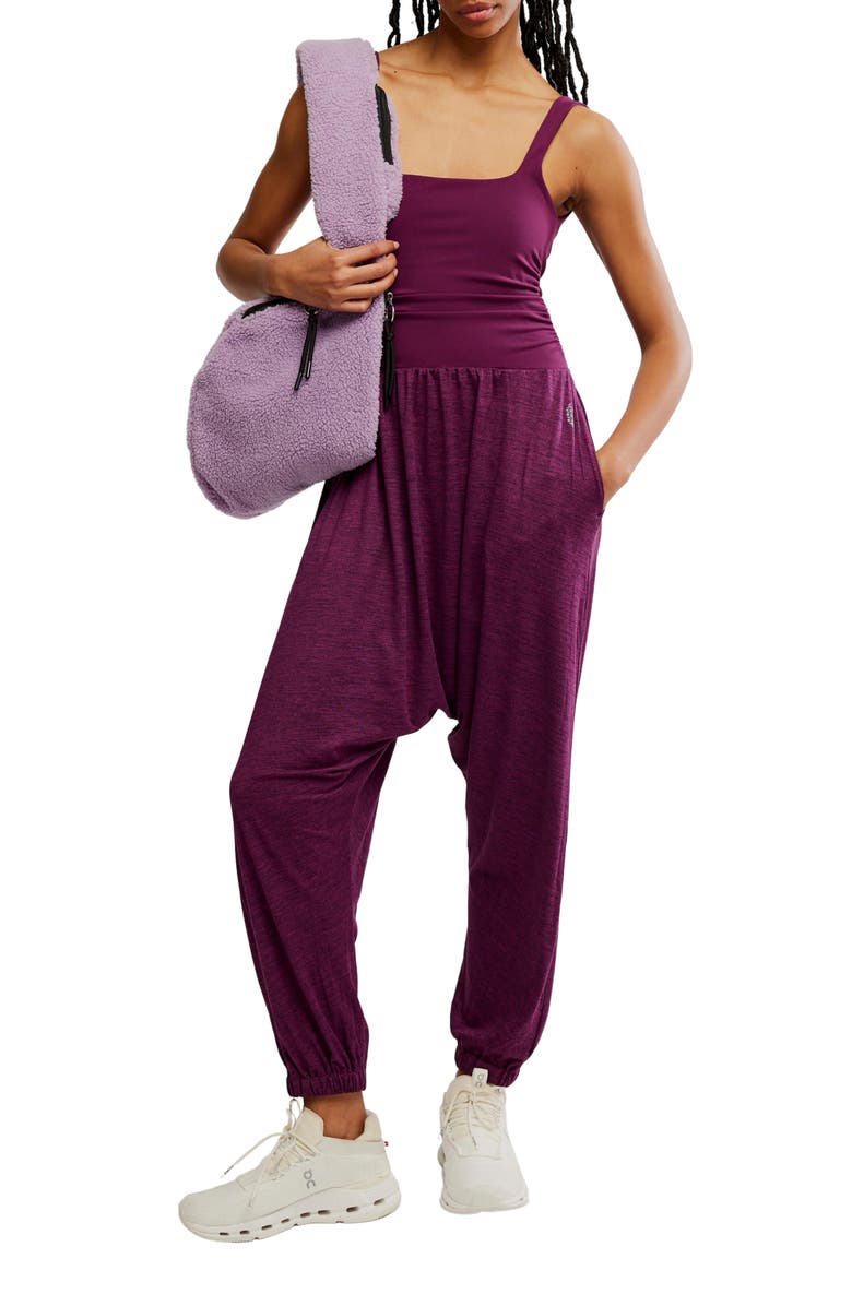 Free People Shiny Happy Tank Jumpsuit, Main, color, Black Cherry