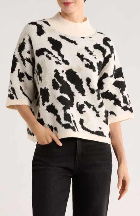 Bobeau Mock Neck Dolman Sleeve Boxy Sweater
