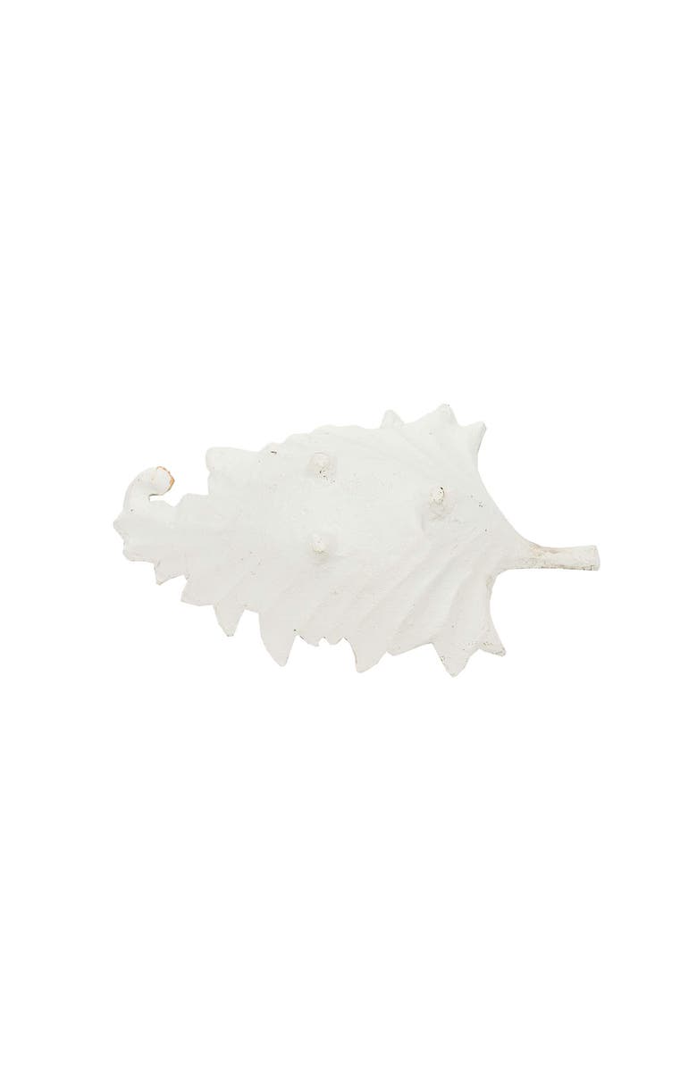 Foreside Home and Garden Leaf Trinket Dish Antique White Cast Iron, Alternate, color, White