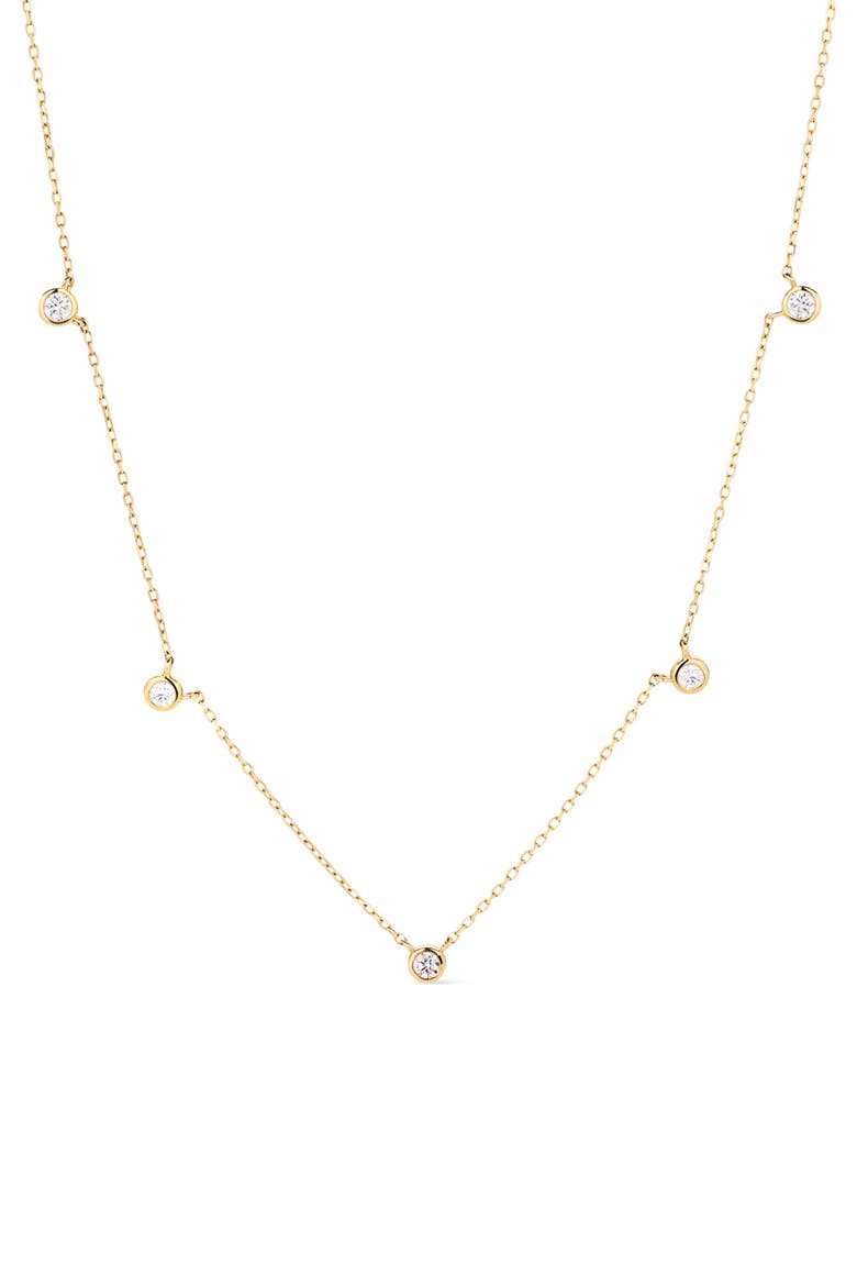 Solid Yellow Gold - Diamond Station Necklace, Main, color, Gold