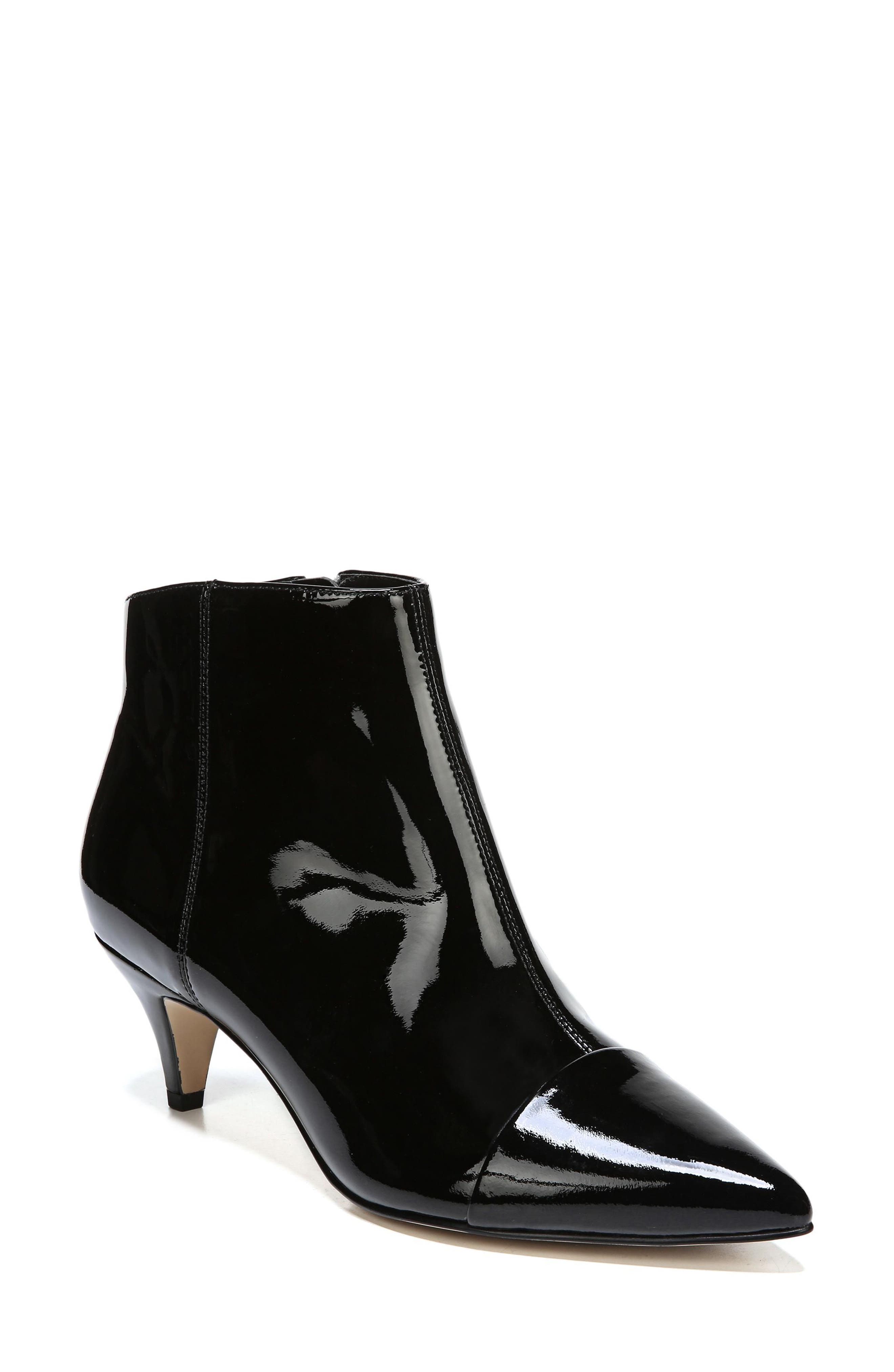 Kinzey Pointy Toe Bootie, Main, color, BLACK PATENT LEATHER