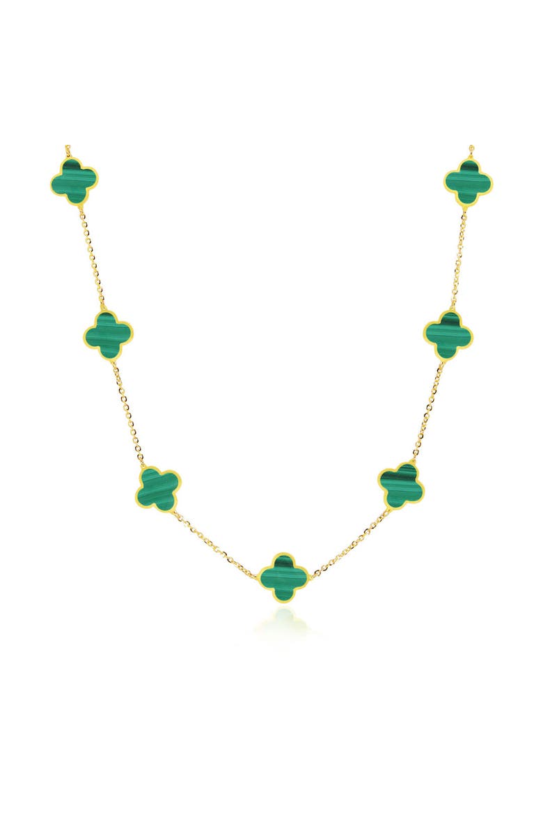 The Lovery Fine Jewelry Small Malachite Clover Necklace, Main, color, Malachite