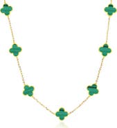 The Lovery Fine Jewelry Small Malachite Clover Necklace