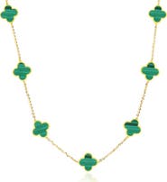 The Lovery Fine Jewelry Small Malachite Clover Necklace