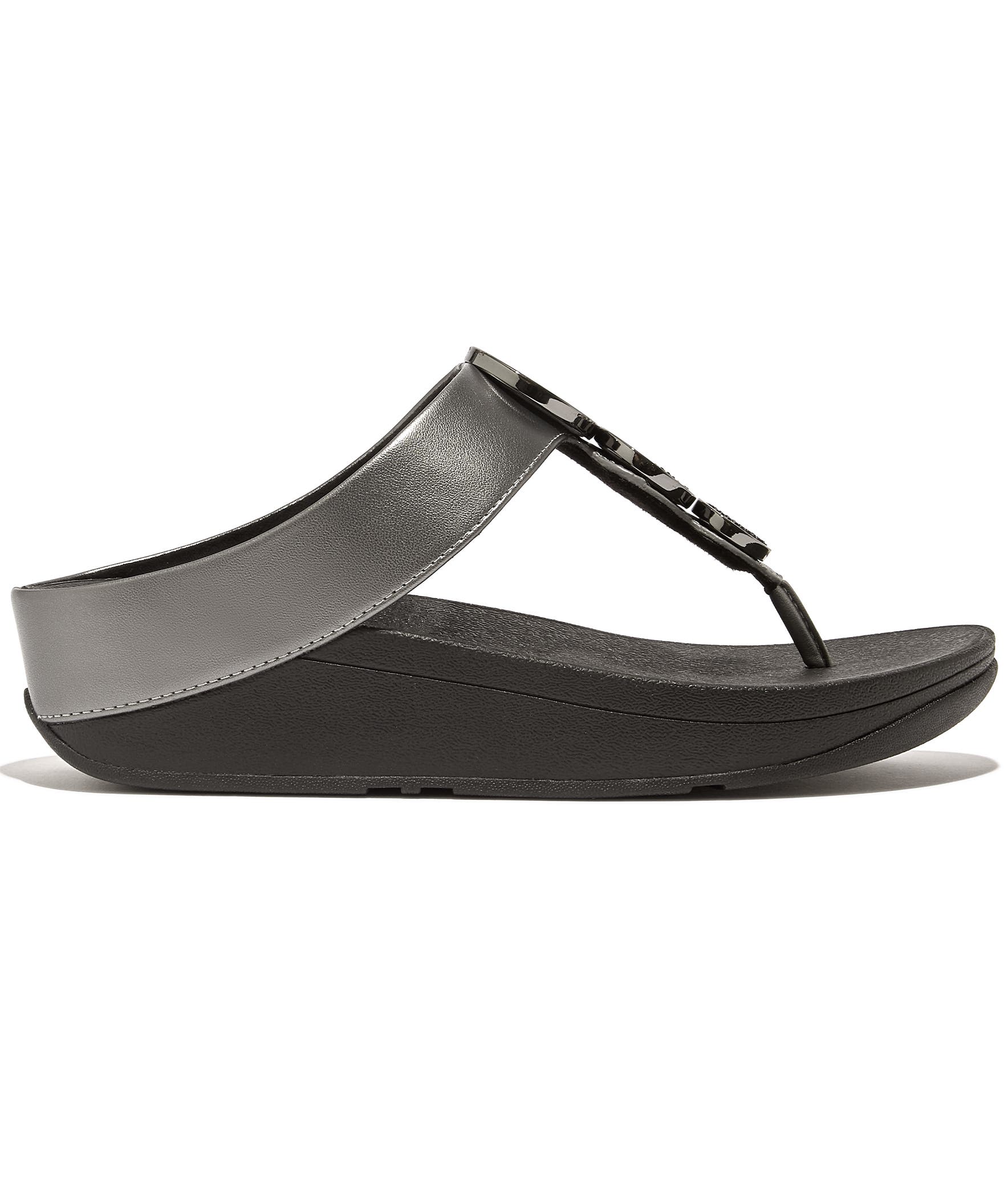 FitFlop Halo Bead Circle Met Sandal, Alternate, color, Pewter Black