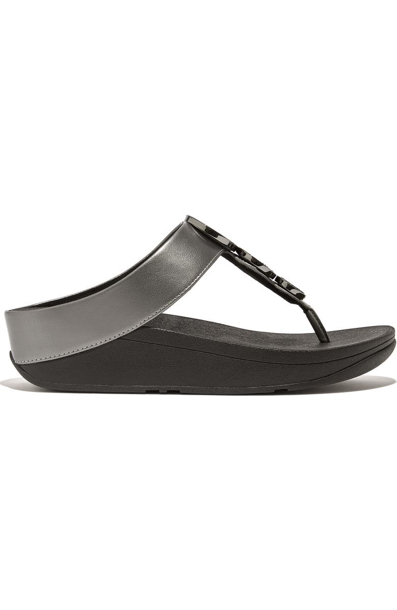 FitFlop Halo Bead Circle Met Sandal, Alternate, color, Pewter Black