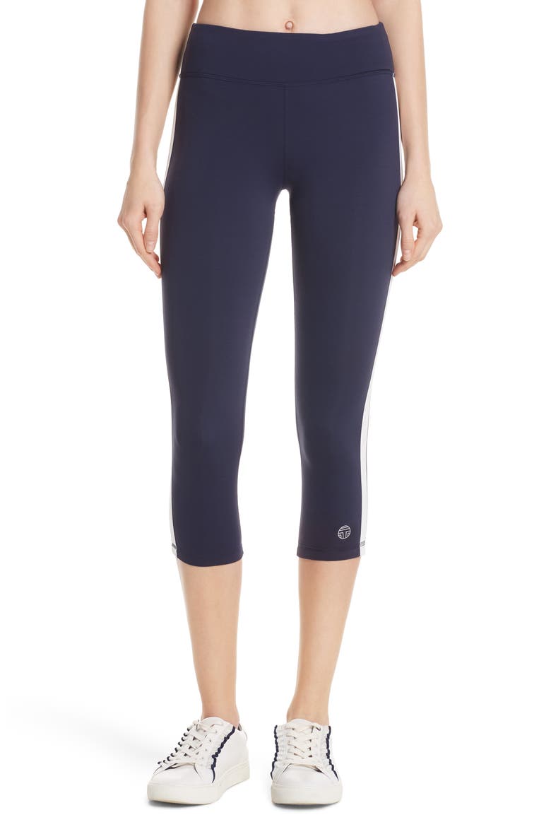Tory Sport Hi-Vis Crop Leggings, Main, color, TORY NAVY