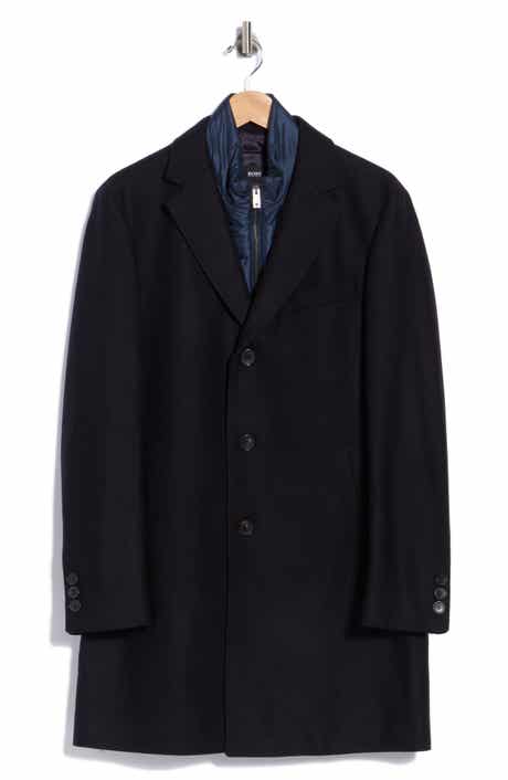 Nadim4 Wool Blend Overcoat with Quilted Bib