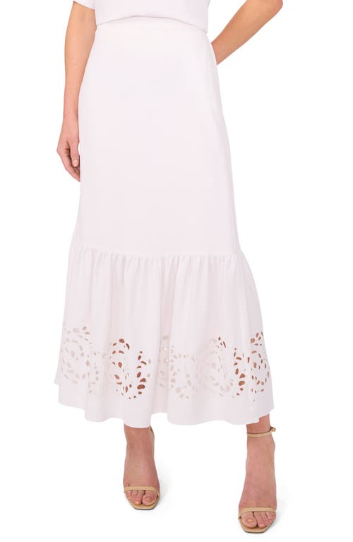 Halogenr Halogen(r) Eyelet Ruffle Midi Skirt In Bright White
