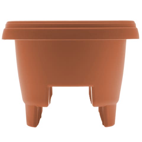 12" Modica Deck Rail Round Planter, Terra Cotta