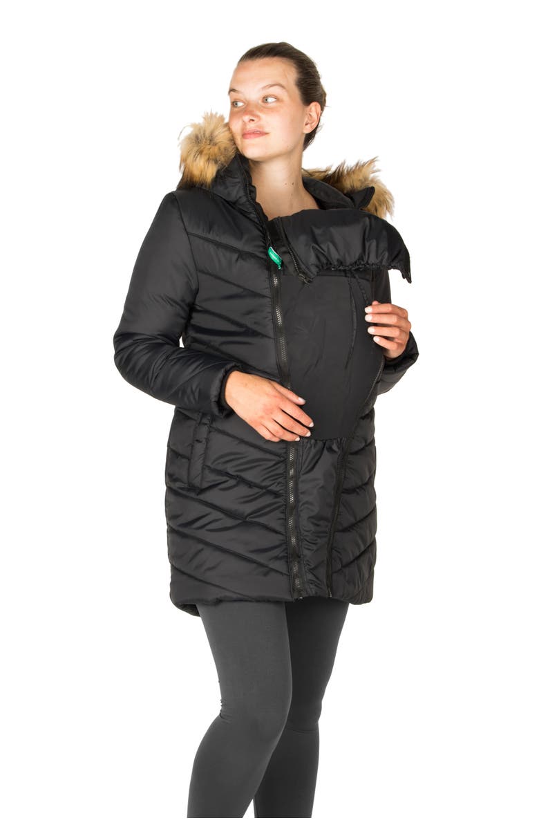 Modern Eternity Maternity Lexi - 3in1 Maternity Coat With Removable Hood, Alternate, color, Black