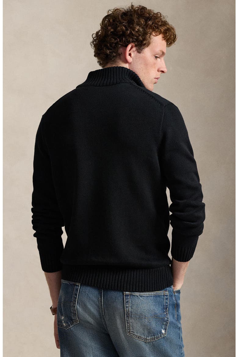 Cotton Half Zip Sweater, Alternate, color, BLACK