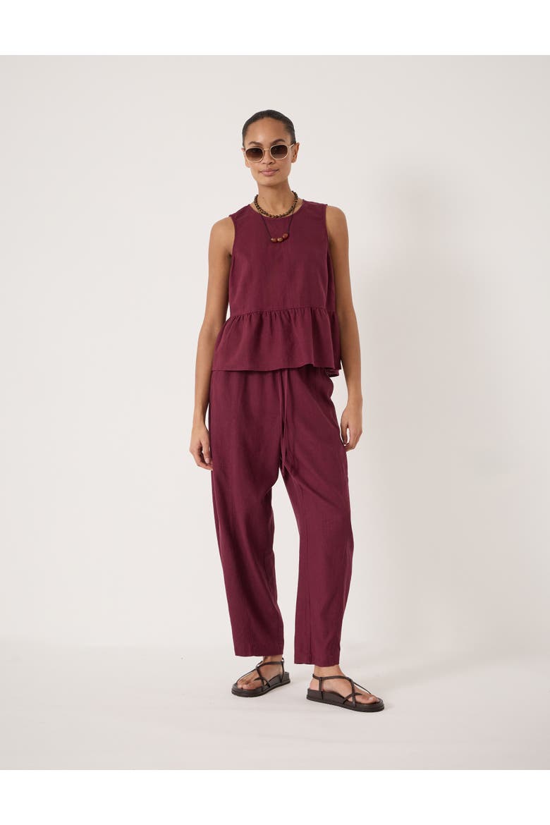 Tovi Linen Blend Barrel Leg Pants, Alternate, color, Maroon Red
