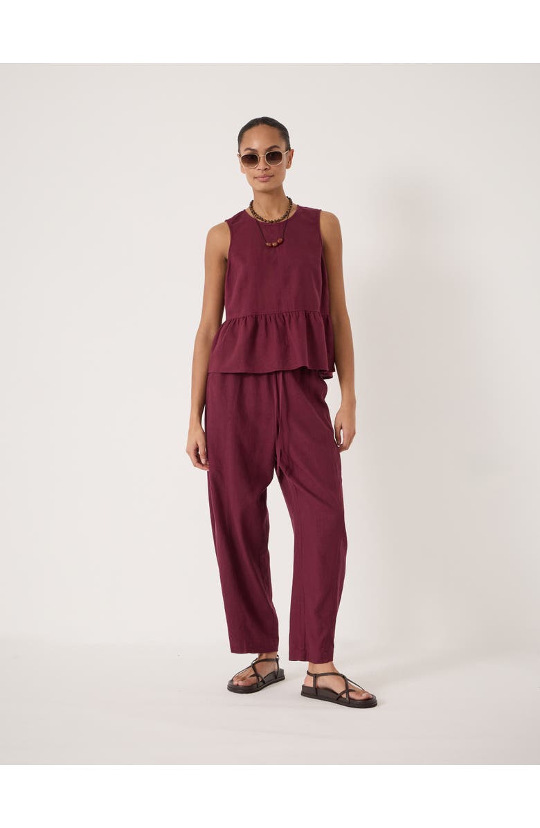 Hush Tovi Linen Blend Barrel Leg Pants, Alternate, color, Maroon Red