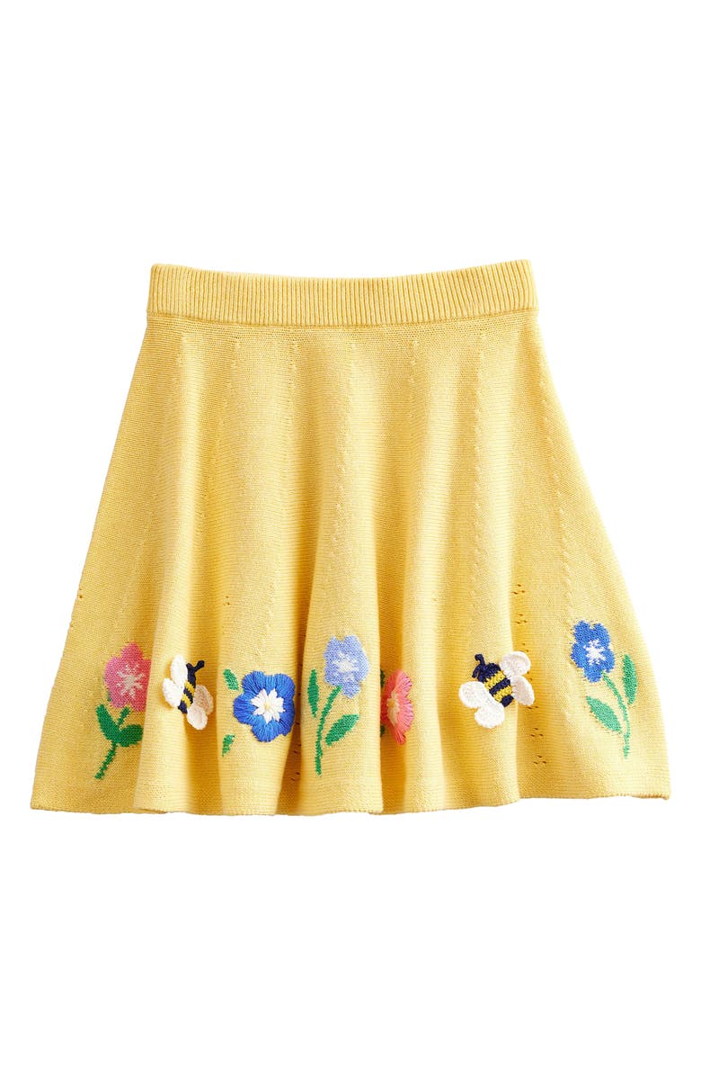 Mini Boden Kids' Intarsia Floral Cotton Sweater Skirt, Main, color, 