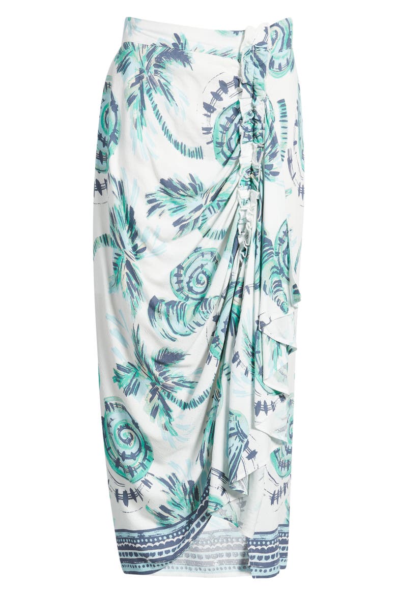 Faux Wrap Midi Skirt, Alternate, color, CREAM