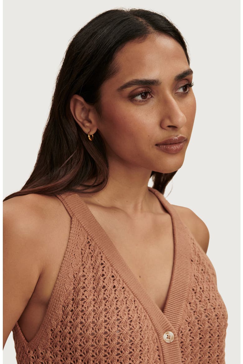Alessia Open Stitch Cotton Sweater Tank, Alternate, color, CAMEL