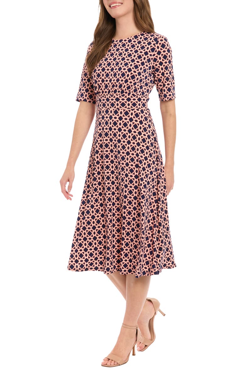 London Times Banded Waist Midi Dress, Alternate, color,