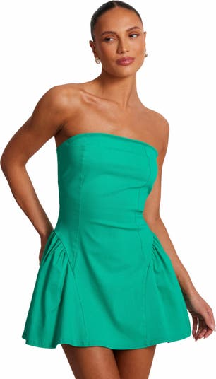 Bengaline Bandeau Drop Waist Mini Dress