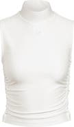 adidas Lifestyle Ruched Mock Neck Sleeveless Top