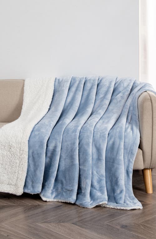 Woven & Weft Reversible Faux Shearling Throw Blanket In Blue