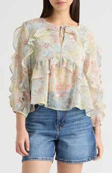 NVLT Floral Ruffle Chiffon Babydoll Top