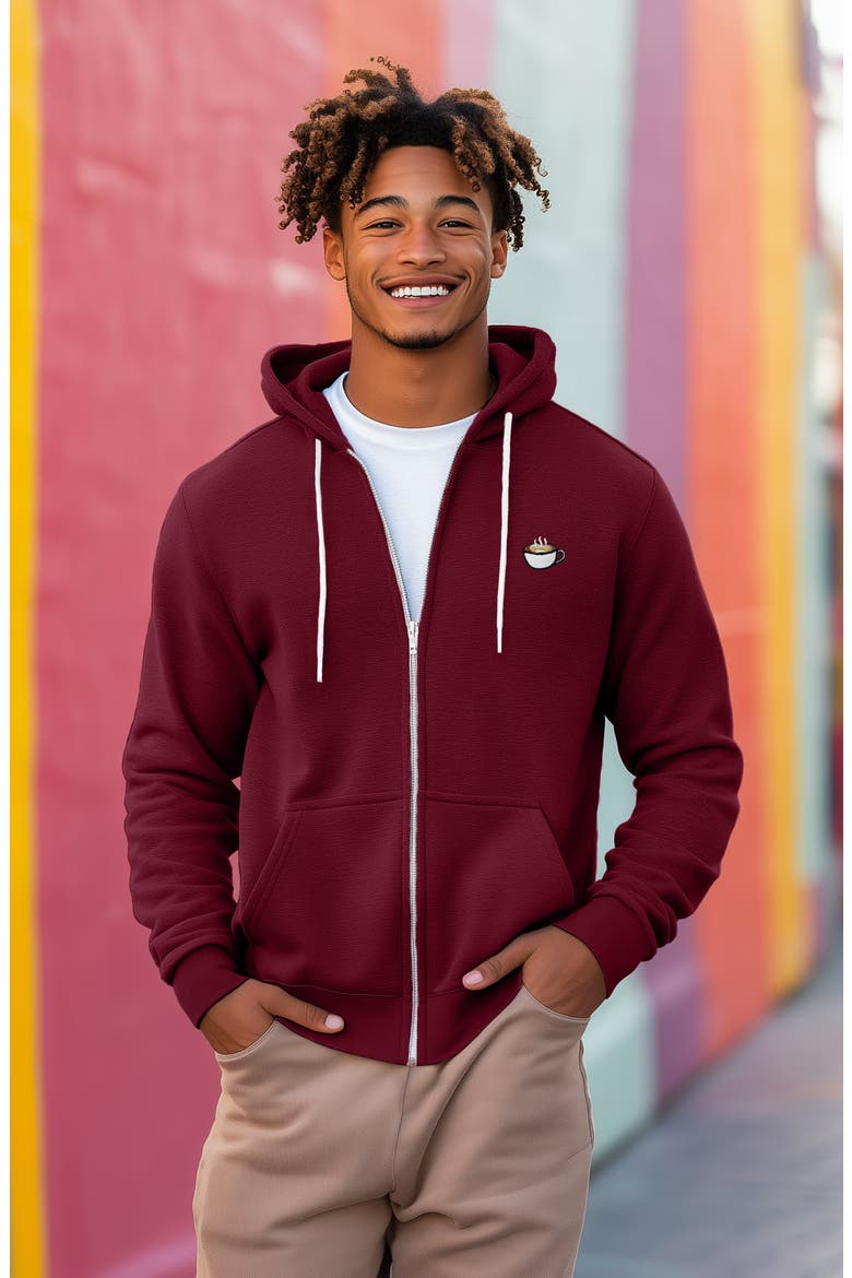 Cappuccino Zip Hoodie, Alternate, color, Maroon