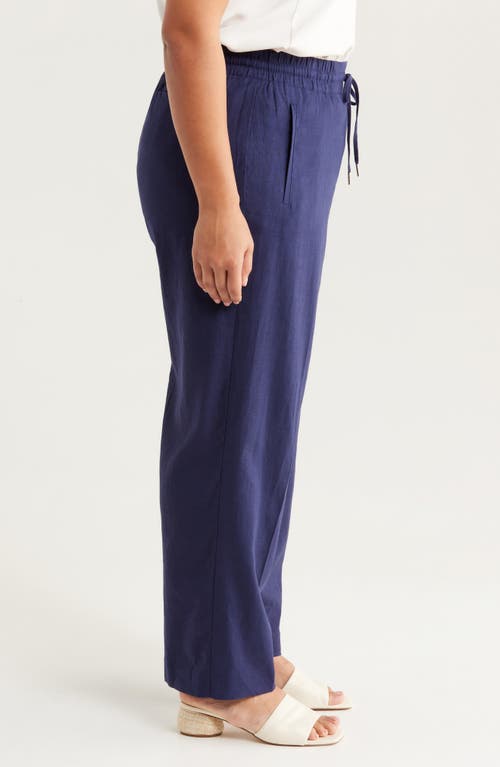 Jones New York Wide Leg Linen Blend Pants In Pacific Navy