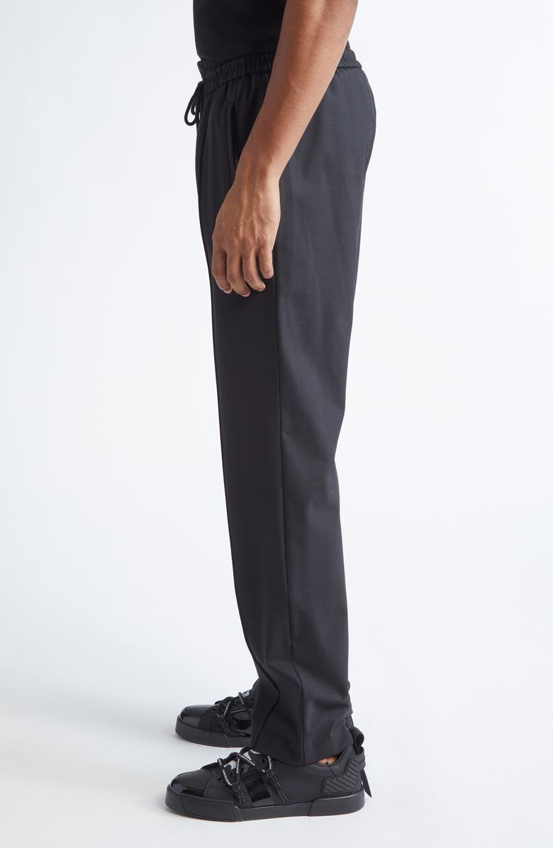 Dolce&Gabbana Drawstring Waist Wool Blend Canvas Pants, Alternate, color, N0000 Nero
