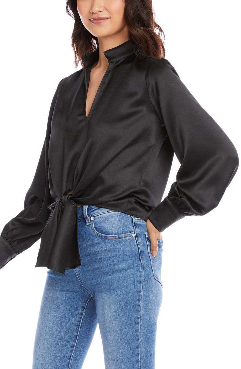 Karen Kane Tie Front Satin Top, Alternate, color, 