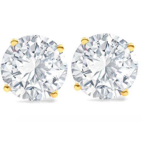6.85CT Round Diamond Studs 14k Gold Lab Grown Screw Back Earrings