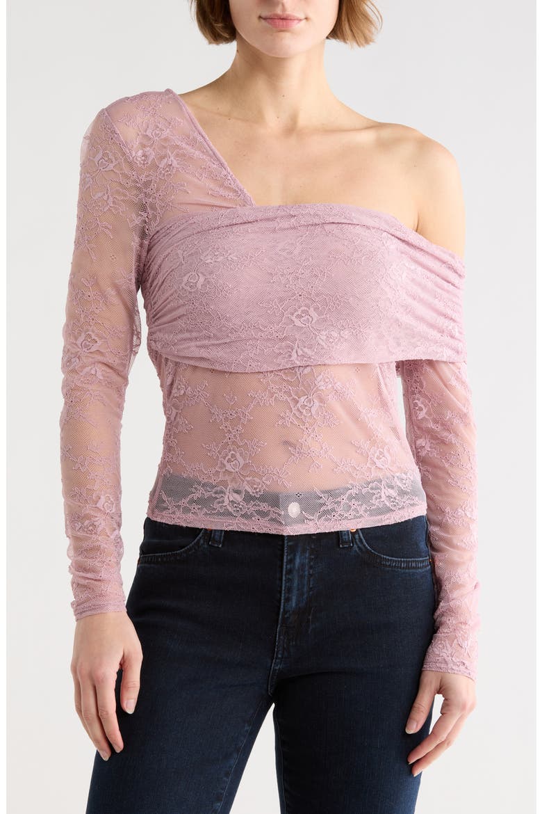 One Shoulder Lace Top, Main, color, MAUVE SHADOWS