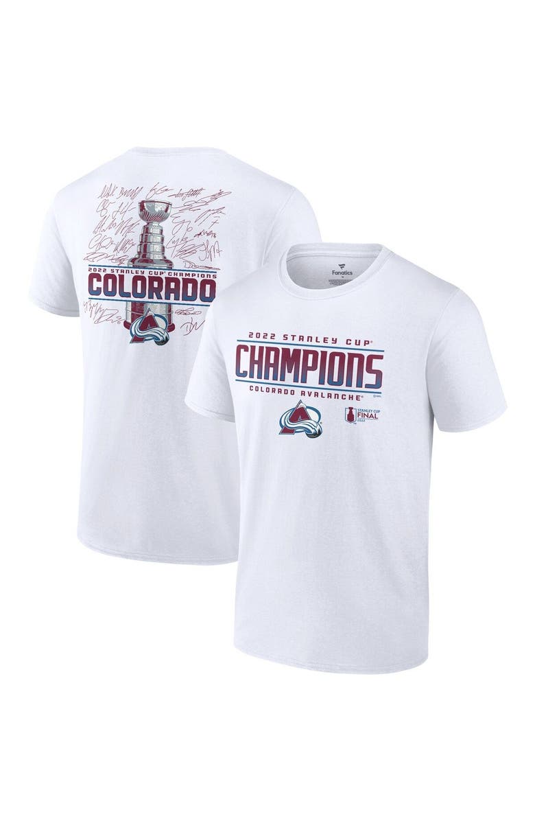 FANATICS Men's Fanatics Branded White Colorado Avalanche 2022 Stanley Cup Champions Signature Roster T-Shirt, Main, color,