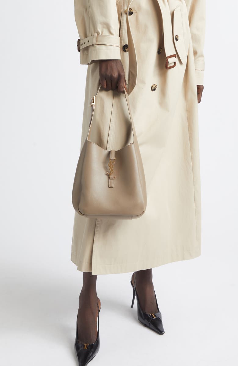 Saint Laurent Small Le 5 à 7 Leather Hobo Bag, Alternate, color, Light Cumin