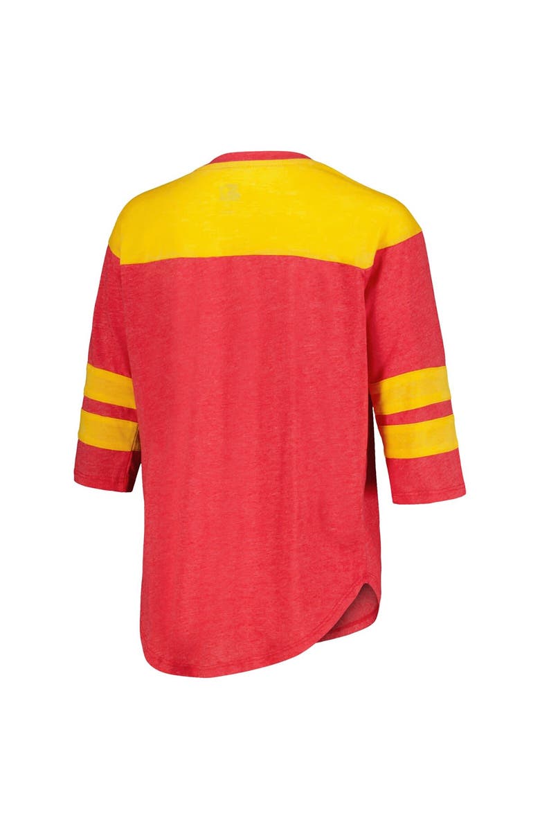 STARTER Women's Starter Red Kansas City Chiefs Fullback Tri-Blend 3/4-Sleeve T-Shirt, Alternate, color,