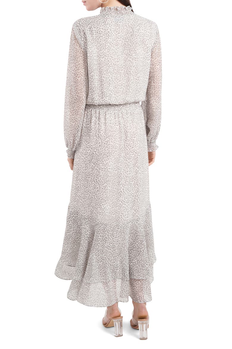 Serene Animal Print Long Sleeve High/Low Dress, Alternate, color, NEW IVORY MULTI