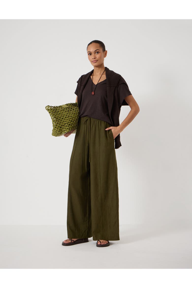 Petunia Linen Blend Wide Leg Trousers, Alternate, color, Khaki Green