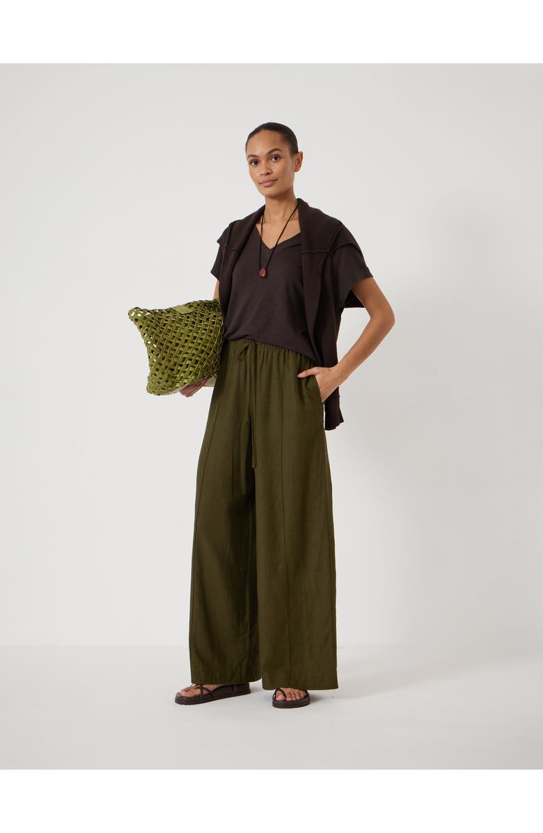Hush Petunia Linen Blend Wide Leg Trousers, Alternate, color, Khaki Green