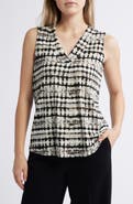 Anne Klein Abstract Print Pleat Front Shell