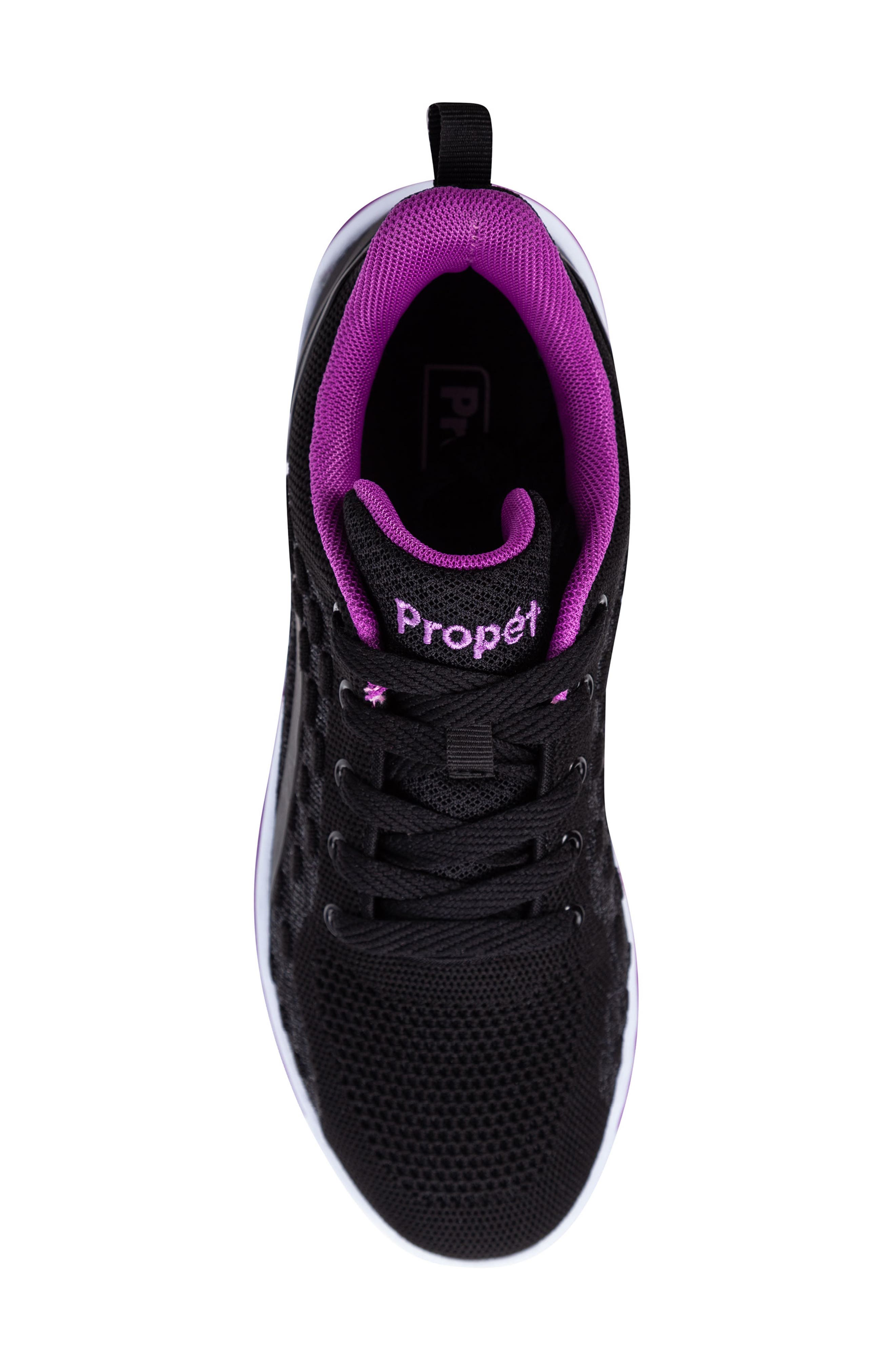 Propét TravelActiv Axial Lace-Up Sneaker, Alternate, color, Black/ Purple Fabric