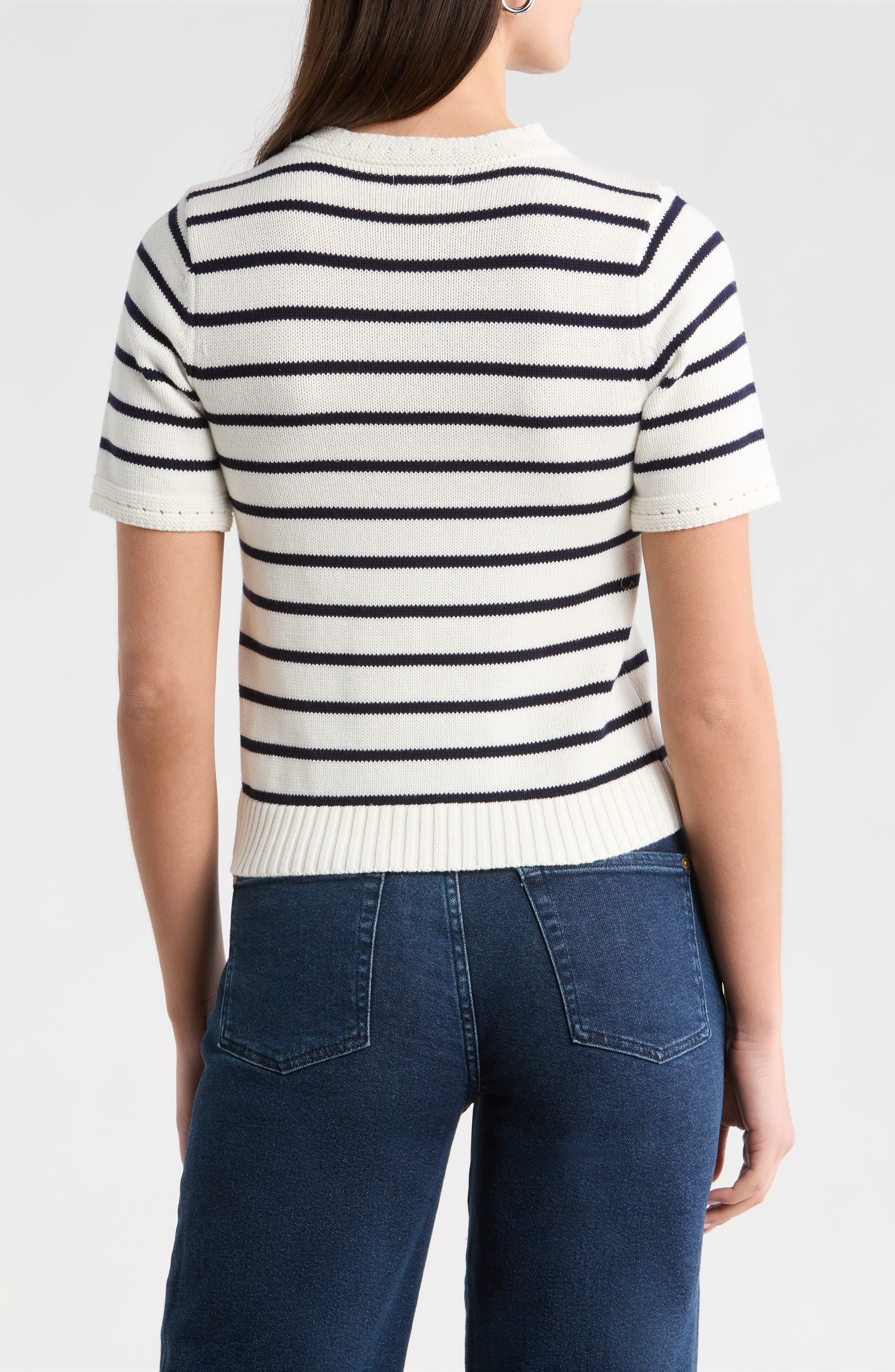Tessie Stripe Short Sleeve Cotton Sweater - image 2